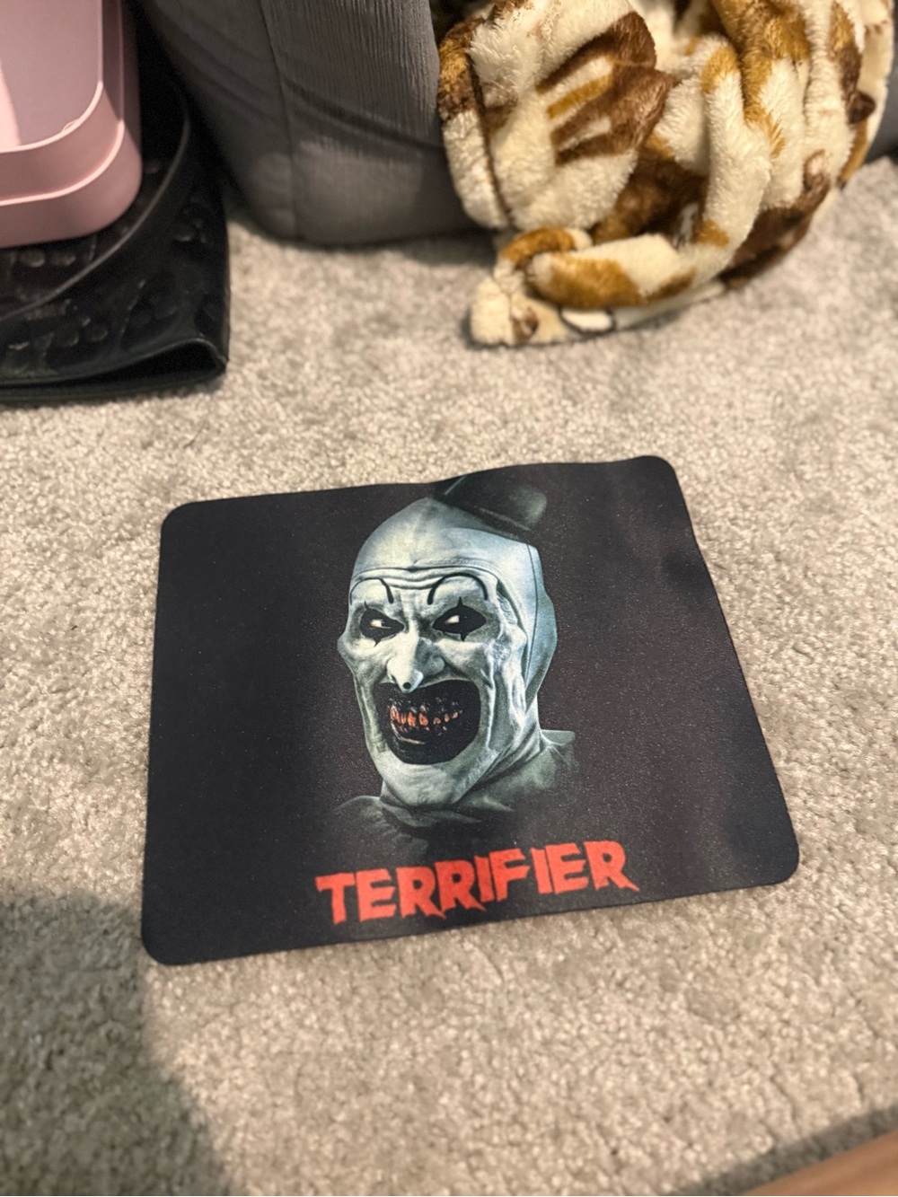 Terrifier Clown Graphic Mousepad - Black with Red Text